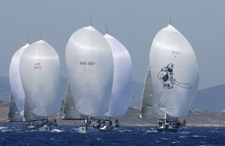 La flotta durante le regate di Porto Cervo - Photocredit Mascalzone Latino